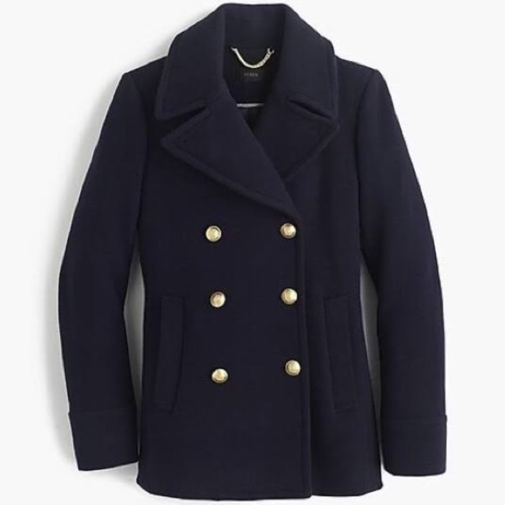 J Crew Double Breasted Peacoat - Sz 6 / Navy